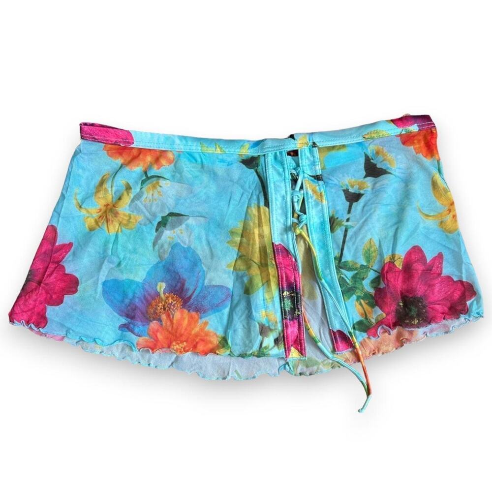 Vintage deadstock digital floral print mesh sarong